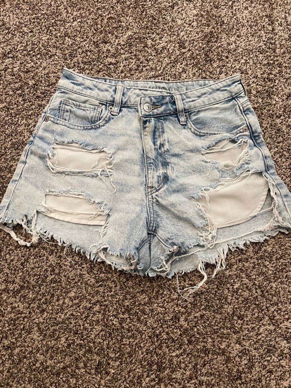 American Eagle Outfitters Light Blue Distressed Denim Shorts